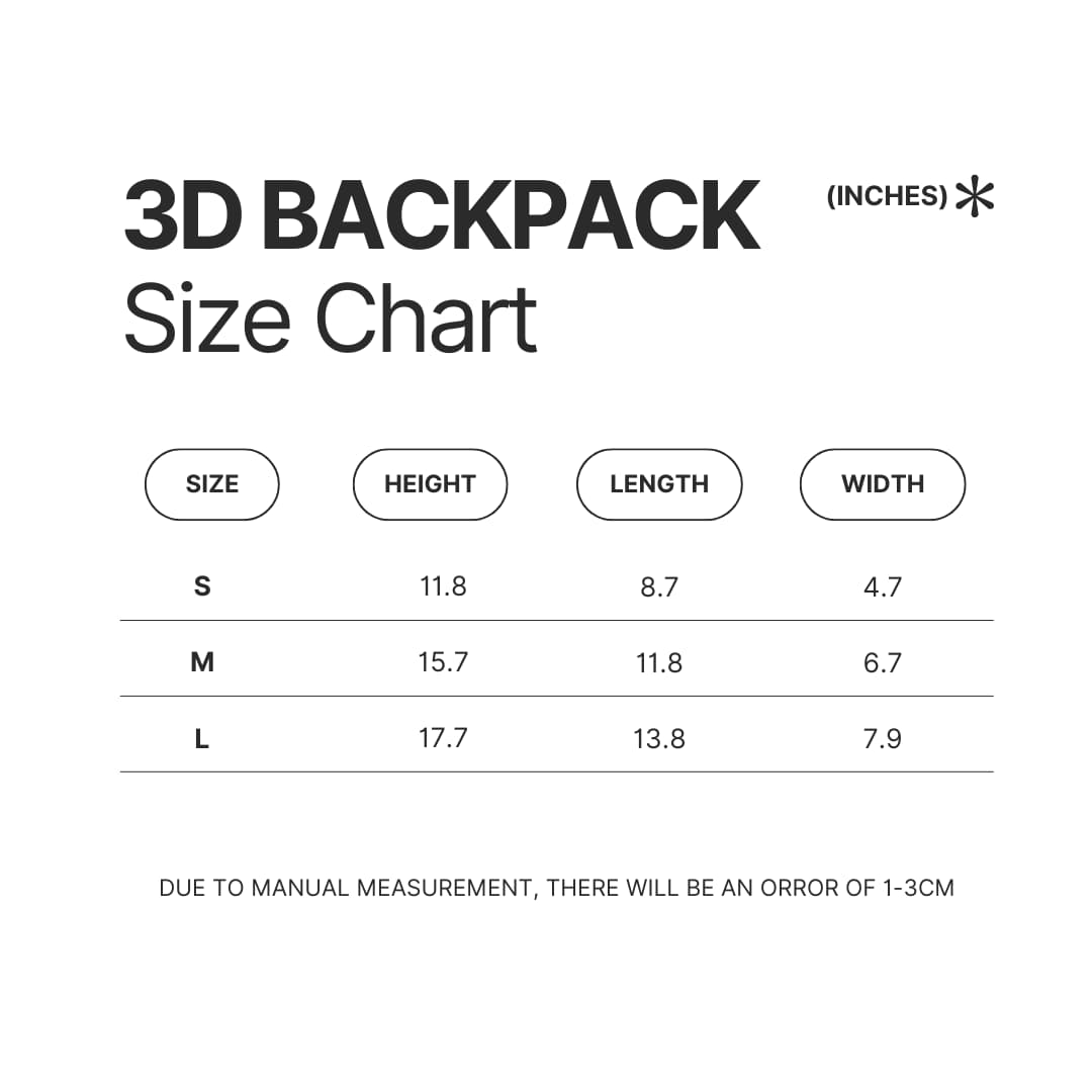 3D Backpack Size Chart - Stalker Merch