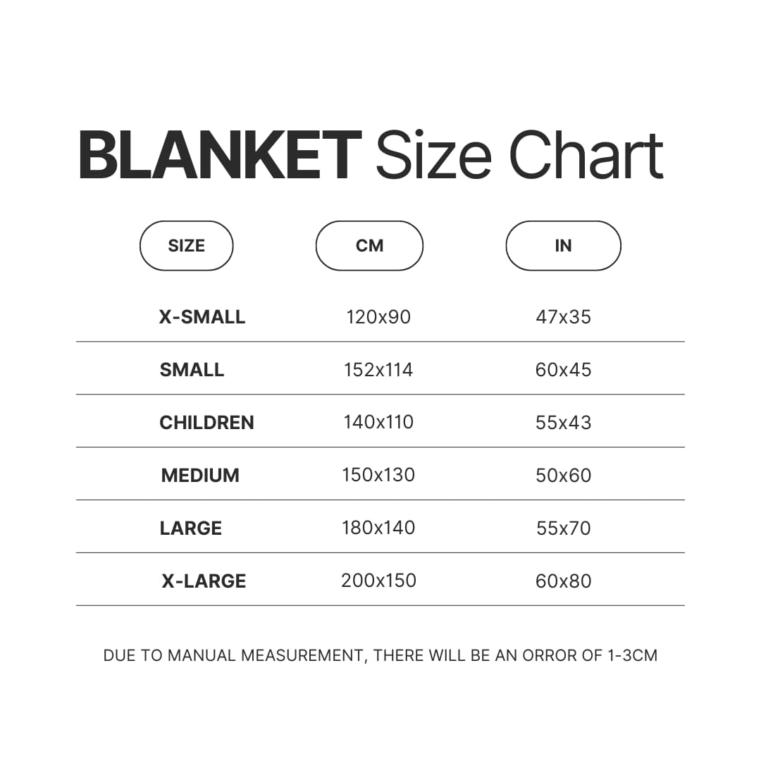 Blanket Size Chart - Stalker Merch