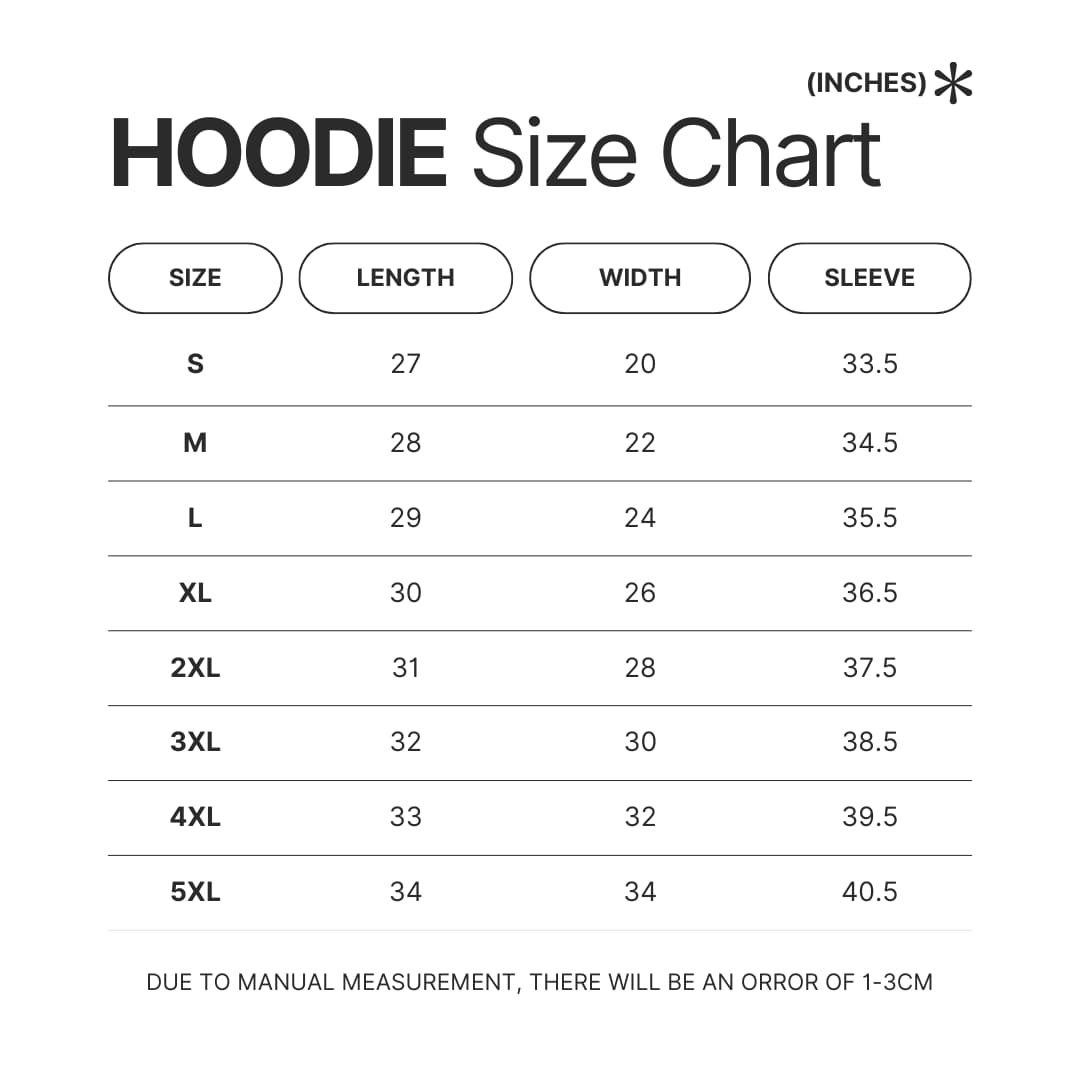 Hoodie Size Chart - Stalker Merch