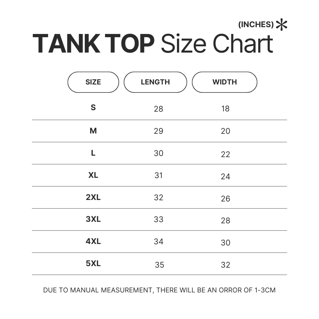 Tank Top Size Chart - Stalker Merch