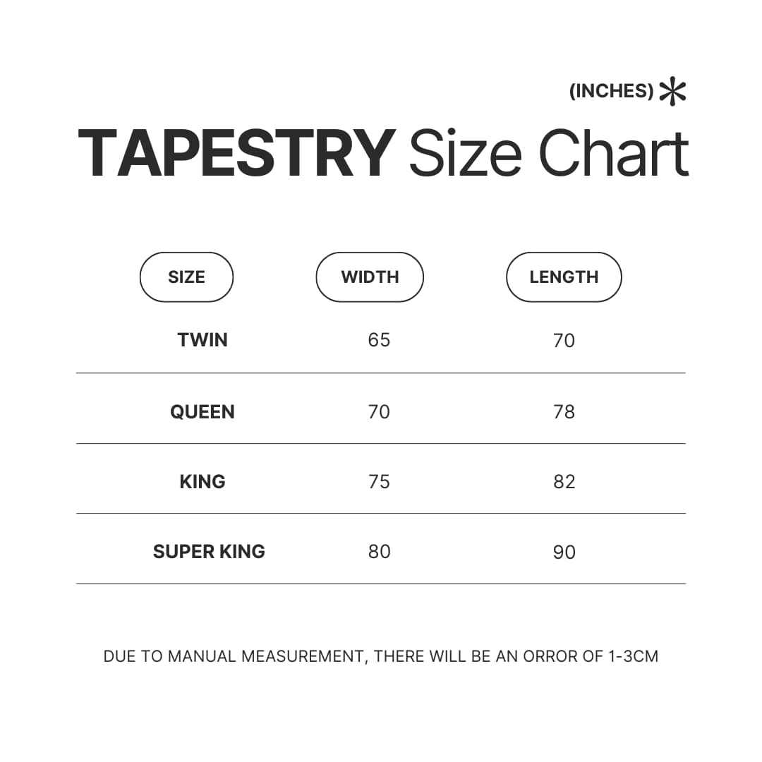 Tapestry Size Chart - Stalker Merch