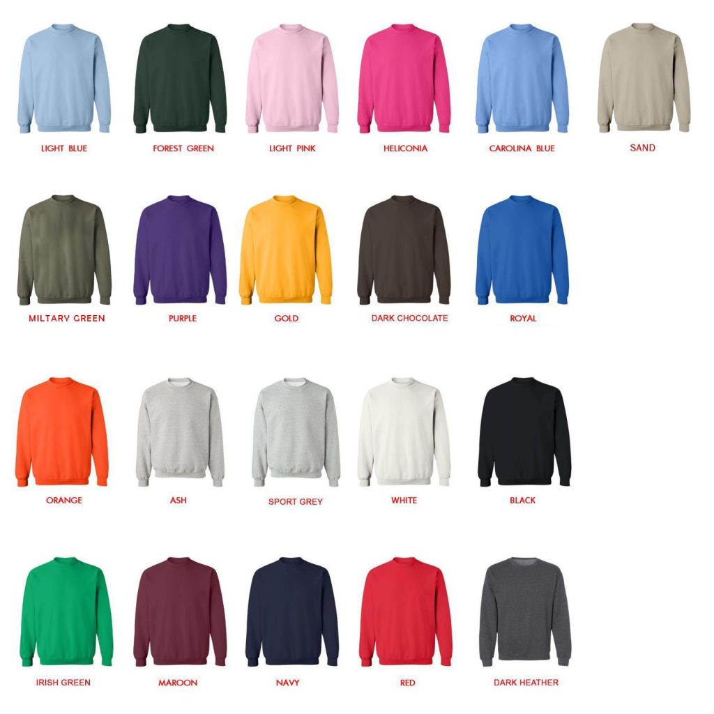 sweatshirt color chart - Stalker Merch