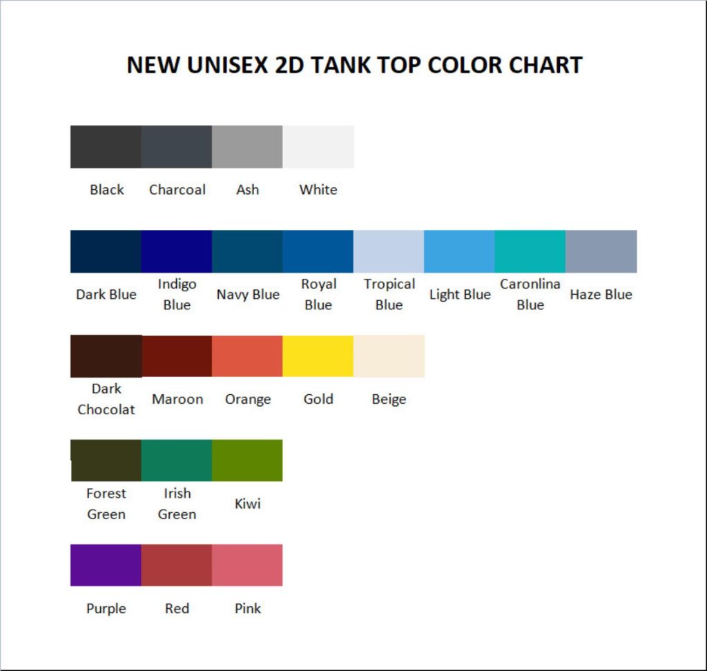 tank top color chart - Stalker Merch